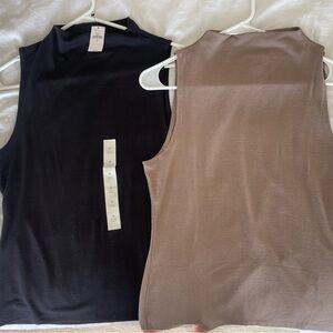 Banana Republic Sleeveless Mock Neck Top - Black and Taupe